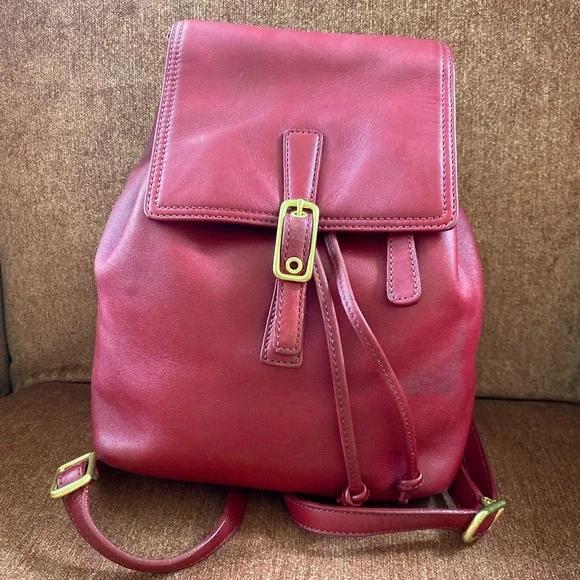 Coach | Bags | Coach Red Leather Backpack Small | Poshmark display picture 1